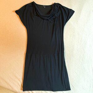 Banana Republic Draped Neckline Dropped Waist Black‎ Cotton Blend Dress Size M